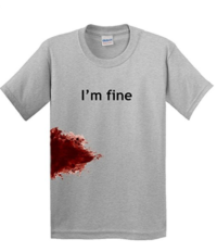 I’m Fine Graphic Zombie Slash Movie Halloween Injury Novelty Cool Funny T Shirt