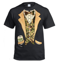 Camo Tuxedo with Bowtie and Beer Can T-shirt Funny Shirts funny tshirts tuxedo t shirt