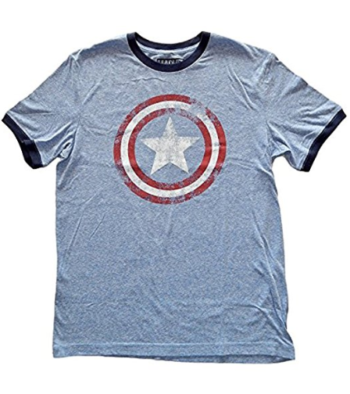 Captain America Star Shield Mens Ringer T-shirt