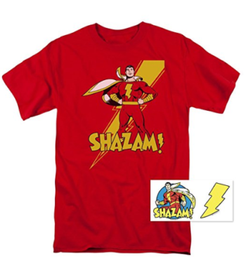 Captain Shazam Superhero T Shirt & Exclusive Stickers