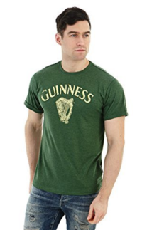 Guinness Vintage Harp Label T-Shirt – Green Cotton Graphic Short Sleeve Tee