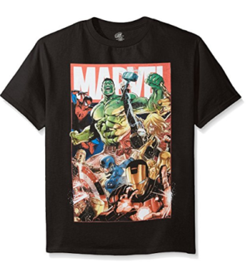 Marvel Boys’ Big Boys Superheroes Action Group Shot Short Sleeve T-Shirt