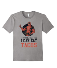 Marvel Deadpool Work Out Eat Tacos Graphic T-Shirt