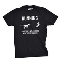 Mens Running Motivation Raptor Chase T Shirt Funny Dinosaur Tee For Guys