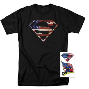 Popfunk Superman Logo S Shield American Flag T Shirt & Exclusive Stickers