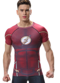 Red Plume Men’s Compression Sport T-Shirt Tight Fitness Shirt Lightning Armor Sports Short Sleeve