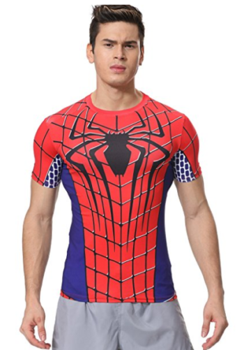 Red Plume Men’s Compression Sports Fitness Shirt Armor, Men Spider T-Shirt