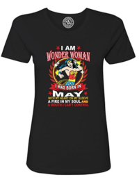 Wonder Woman Born In May Superhero Plus Size Womens Short Sleeve T-Shirt Top