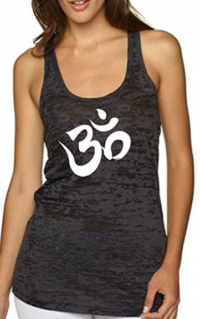 Yoga, Aum, Om, Ohm, India Symbol Burnout Racerback Tank Top