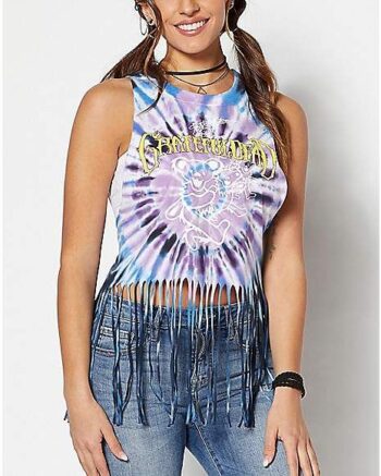 Fringed Tie Dye Grateful Dead Tank Top