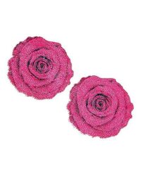 Magenta Glitter Rose Nipple Pasties