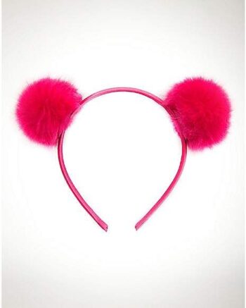 Pink Faux Pur Pom Ear Headband