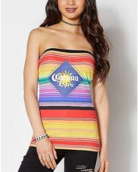 Rainbow Stripe Corona Extra Strapless Top