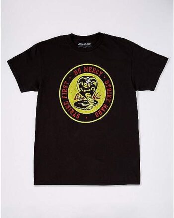 Strike First Strike Hard No Mercy T Shirt - Cobra Kai