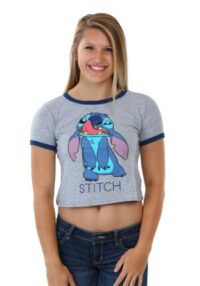 Stitch Nose Lick Juniors Ringer Tee