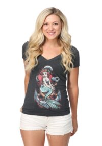 The Little Mermaid Ariel Anchor Juniors V-Neck Tee