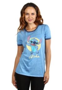 Women's Lilo and Stitch Aloha Stitch Blue Ringer T-Shirt