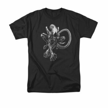 Alien Shirt Sketch Black T-Shirt