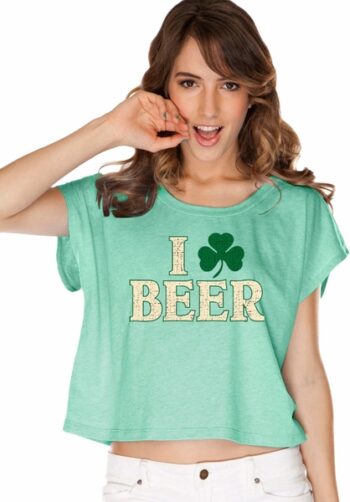 St Patricks Day I Love Beer Ladies Boxy Tee