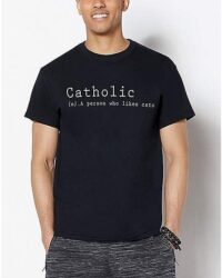 Catholic Addicted to Cats T Shirt
