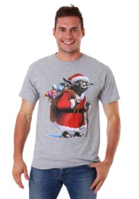 Christmas Santa Yoda Grey Mens T-Shirt