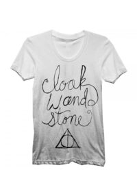 Harry Potter Deathly Hallows- Cloak, Wand, Stone White Tee