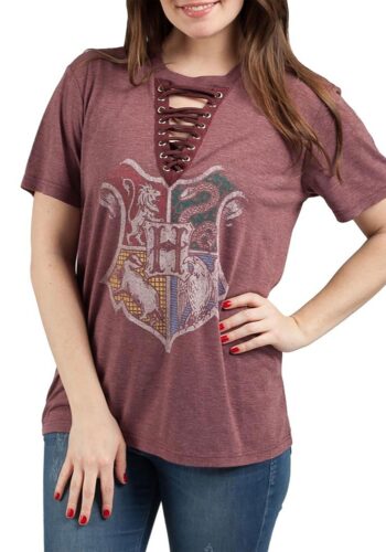 Harry Potter Hogwarts Crest Women's Lace-Up Tee