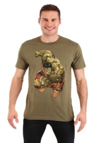 Incredible Hulk Men's Olive Green Punch T-Shirt