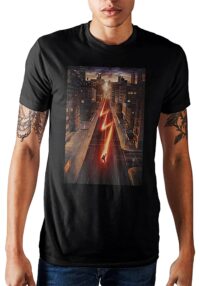 Men's DC Comics Flash Running Through The City Black Shirt
