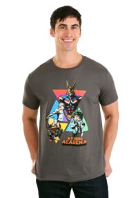 Mens- My Hero Academia Characters in Triangles Gray T-Shirt