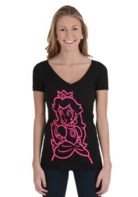 Super Mario Pink Peach Outline Juniors Tee