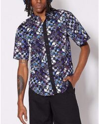 Checkered Galaxy Alien Button Down Shirt