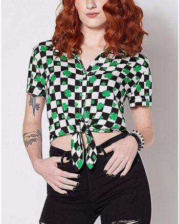 Checkered Shamrock St. Patrick’s Day Button Down Shirt