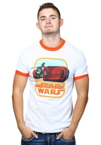 Star Wars 7 Rey Riding Orange Ringer T-Shirt