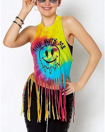 Tie Dye Fringe Trip With Me Tank Top