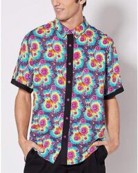 Tie Dye Winky Face Button Down Shirt