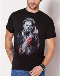 Black Leatherface T Shirt - The Texas Chainsaw Massacre