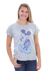 Mickey Mouse Blue Tones Women's Hi Low Roll Sleeve T-Shirt