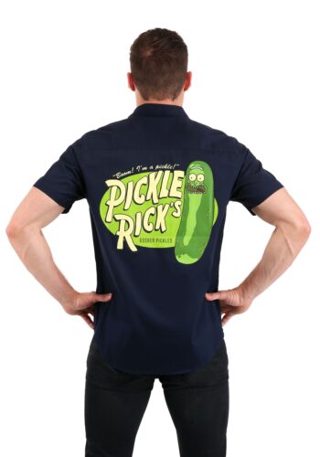 Woven Pickle Rick Button Up Rick and Morty Shirt