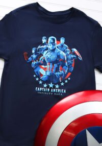 Navy Marvel Saga Captain America Adult T-Shirt