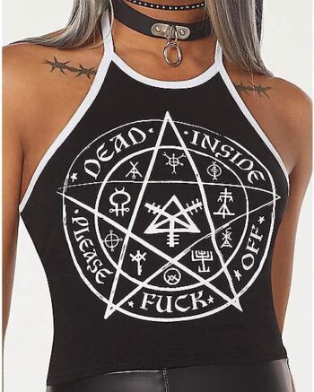 Dead Inside Halter Crop Top T Shirt