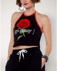 Go Away Rose Halter Crop Top