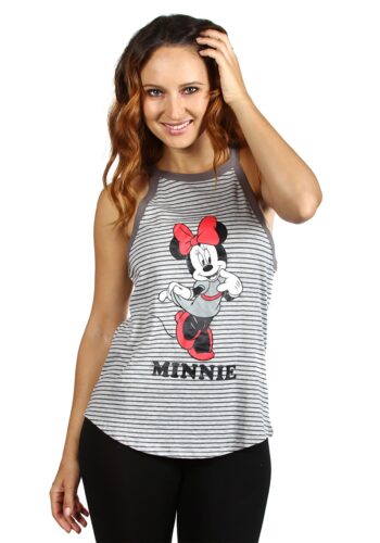 Disney Minnie Mouse Gray Stripes Women's Tank