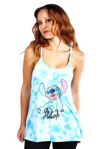 Disney Stitch Womens Blue/White Fashion Tank Top