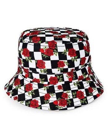 Checkered Rose Bucket Hat