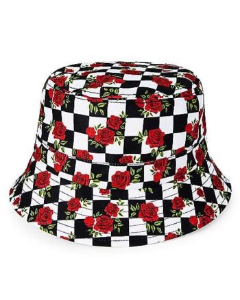 Checkered Rose Bucket Hat