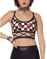 Checkered Rose Cutout Bralette