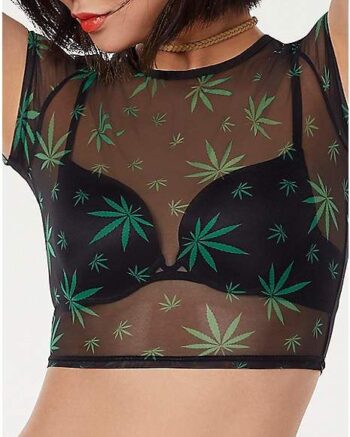 Mesh Leaf Crop Top