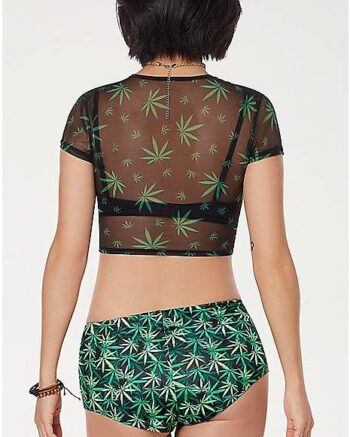 Mesh Leaf Crop Top