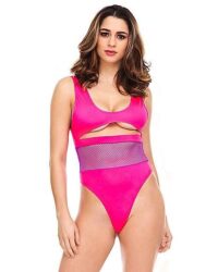 Neon Pink Fishnet Bodysuit